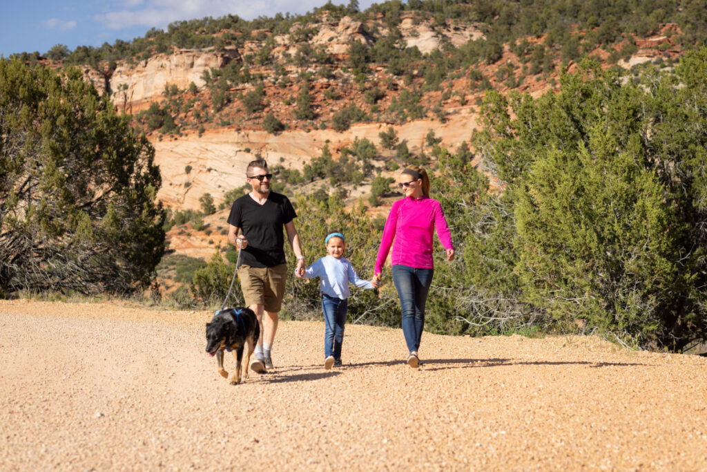 Strolling through the campground at the Best Friends Animal Sanctuary, Kanab, Utah.