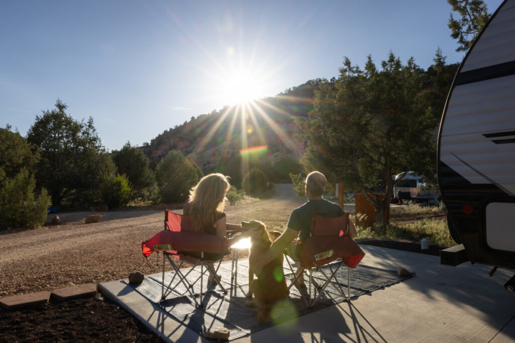 Relaxing at the end of the day at the Best Friends Animal Sanctuary RV Campground, Kanab Utah.