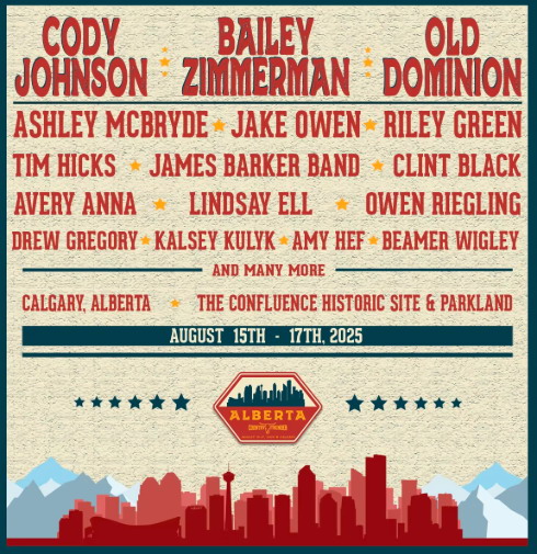Country Thunder Alberta - August 15 - 17, 2025, Fort Calgary, Alberta.